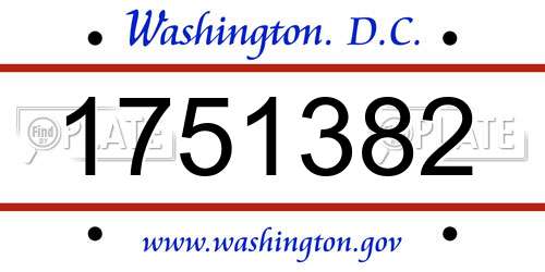 1751382 District Of Columbia License Plate