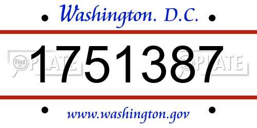 1751387 District Of Columbia License Plate