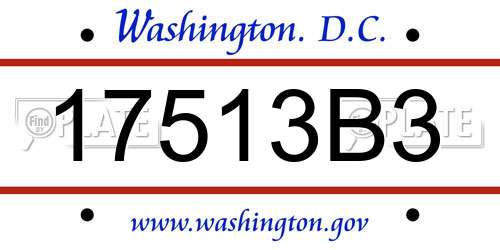 17513B3 District Of Columbia License Plate