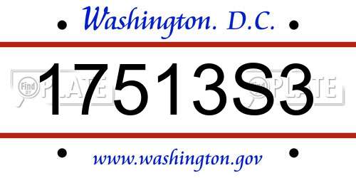 17513S3 District Of Columbia License Plate