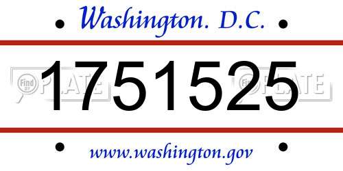 1751525 District Of Columbia License Plate