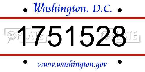 1751528 District Of Columbia License Plate