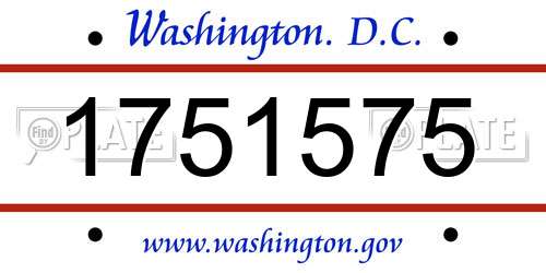 1751575 District Of Columbia License Plate