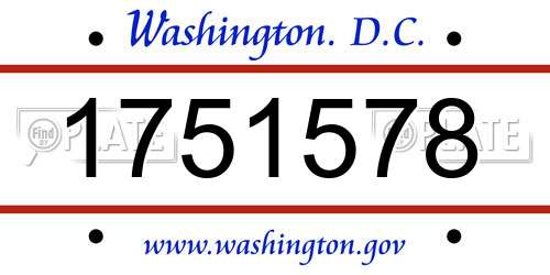 1751578 District Of Columbia License Plate