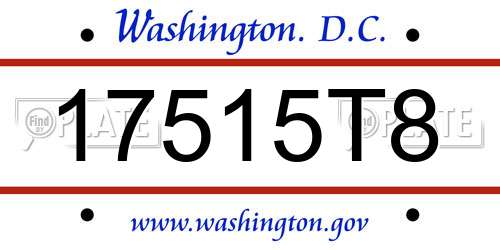 17515T8 District Of Columbia License Plate