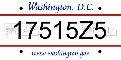 17515Z5 District Of Columbia License Plate