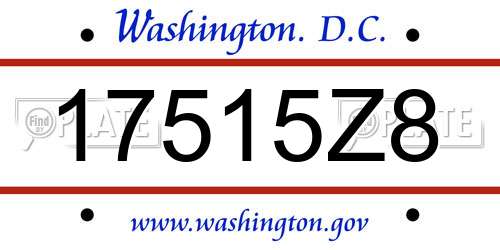 17515Z8 District Of Columbia License Plate
