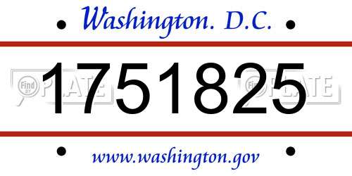 1751825 District Of Columbia License Plate