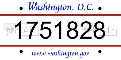 1751828 District Of Columbia License Plate