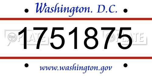 1751875 District Of Columbia License Plate