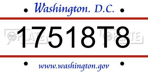 17518T8 District Of Columbia License Plate