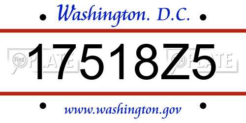 17518Z5 District Of Columbia License Plate