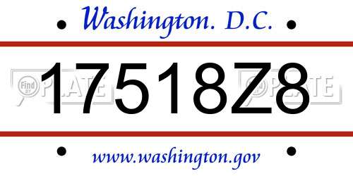 17518Z8 District Of Columbia License Plate