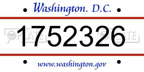1752326 District Of Columbia License Plate