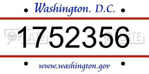 1752356 District Of Columbia License Plate