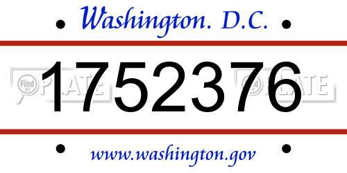 1752376 District Of Columbia License Plate