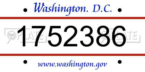 1752386 District Of Columbia License Plate
