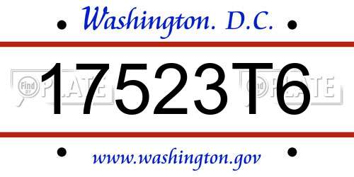 17523T6 District Of Columbia License Plate