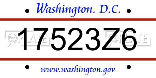 17523Z6 District Of Columbia License Plate