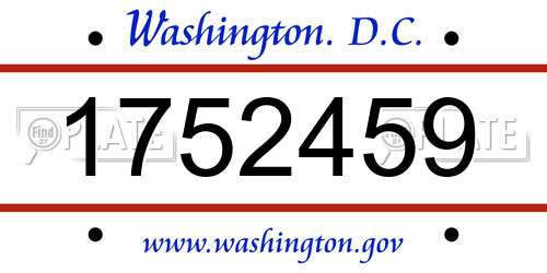 1752459 District Of Columbia License Plate