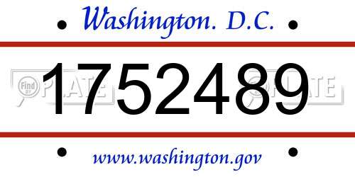 1752489 District Of Columbia License Plate
