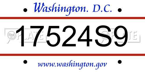 17524S9 District Of Columbia License Plate