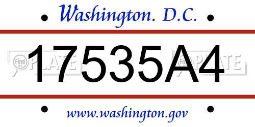 17535A4 District Of Columbia License Plate