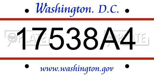 17538A4 District Of Columbia License Plate