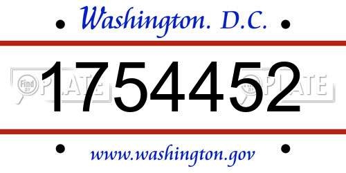 1754452 District Of Columbia License Plate