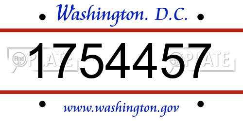 1754457 District Of Columbia License Plate