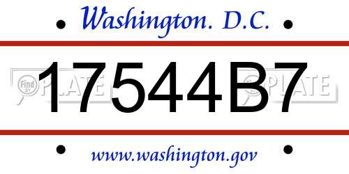 17544B7 District Of Columbia License Plate