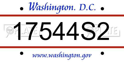 17544S2 District Of Columbia License Plate