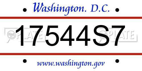17544S7 District Of Columbia License Plate