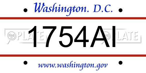1754AI District Of Columbia License Plate