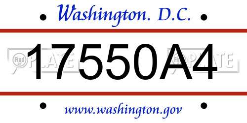 17550A4 District Of Columbia License Plate