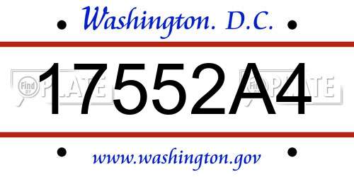 17552A4 District Of Columbia License Plate