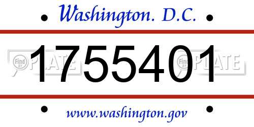 1755401 District Of Columbia License Plate