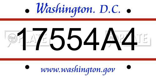 17554A4 District Of Columbia License Plate