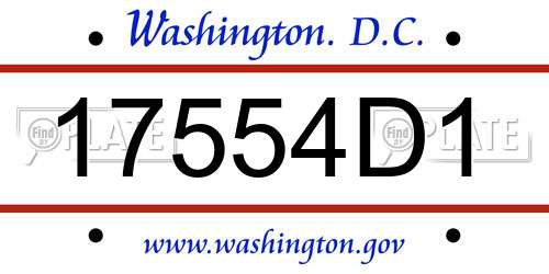 17554D1 District Of Columbia License Plate