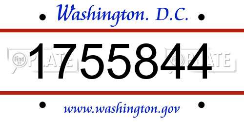 1755844 District Of Columbia License Plate