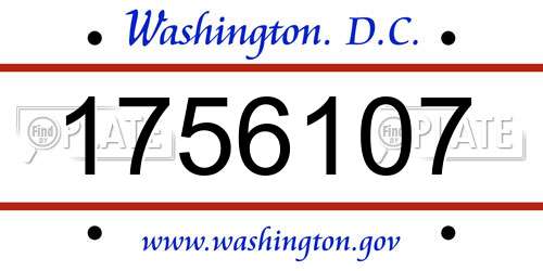 1756107 District Of Columbia License Plate