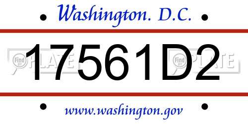 17561D2 District Of Columbia License Plate