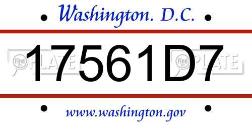 17561D7 District Of Columbia License Plate