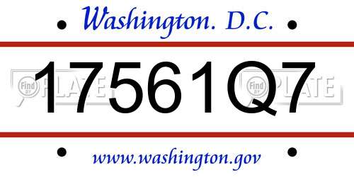17561Q7 District Of Columbia License Plate