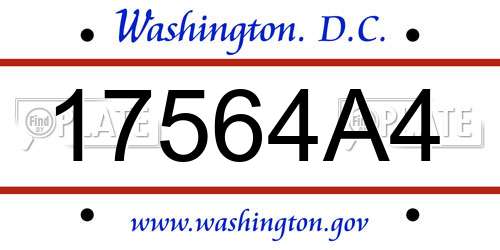 17564A4 District Of Columbia License Plate