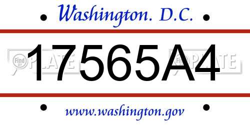 17565A4 District Of Columbia License Plate