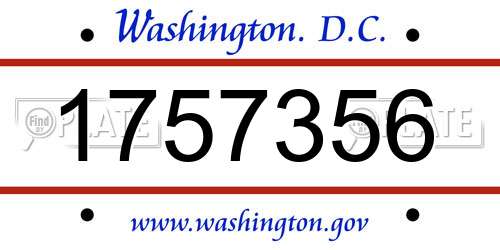 1757356 District Of Columbia License Plate