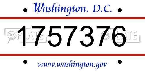 1757376 District Of Columbia License Plate