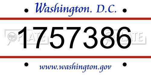 1757386 District Of Columbia License Plate