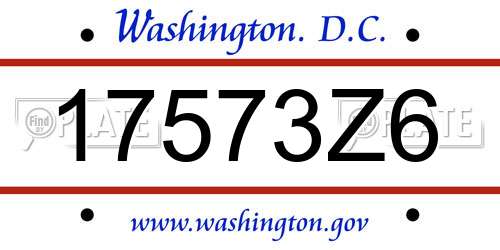 17573Z6 District Of Columbia License Plate